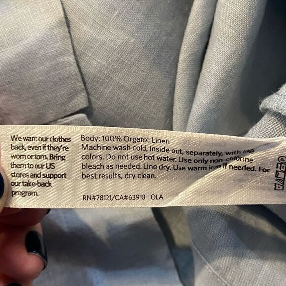 EILEEN FISHER Organic Handkerchief Linen Round Neck Box-Top Dawn Blue Women’s MP - Picture 8 of 8